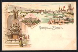 Litho Zürich, Ortsansicht, Escherdenkma