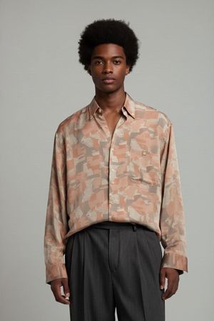 Bidonato Herren Button-Down Hemd mit abstraktem Pastellmuste