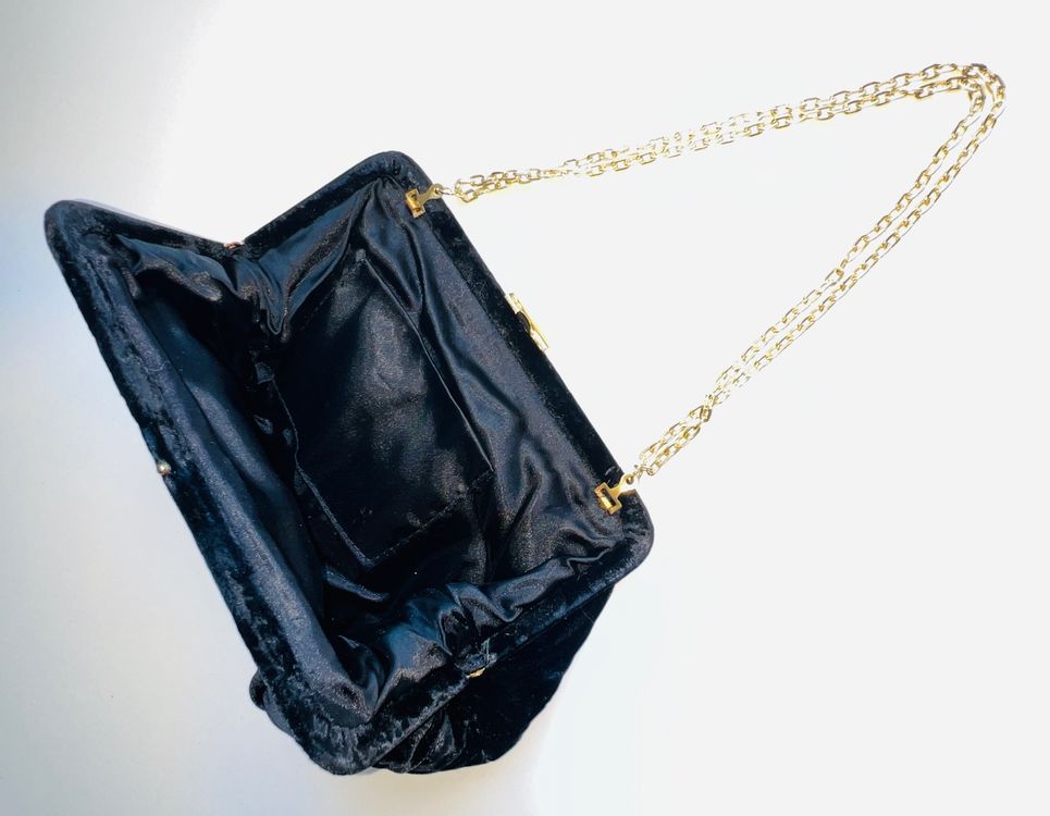 Clutch SAMT Hand 💃🏻 Tasche Schwarz mit Gold Kette (Gebraucht) in