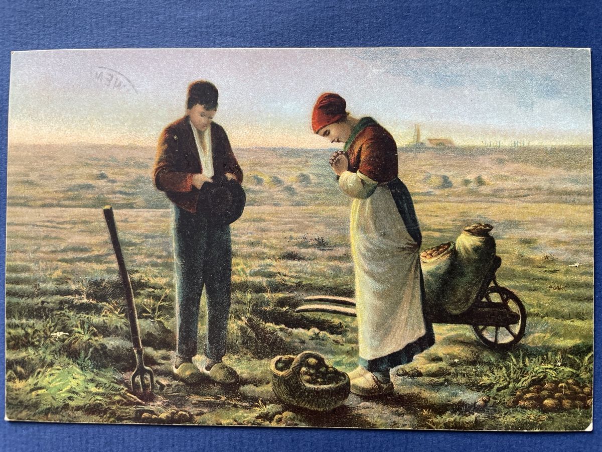 Cartes postales: Alte Ansichtskarte "Das Abendläuten" F. Millet n Osterm.1923 – D'occasion à Neuhausen am Rheinfall par Arielle55