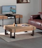 Table basse rectangulaire bois clair et métal noir