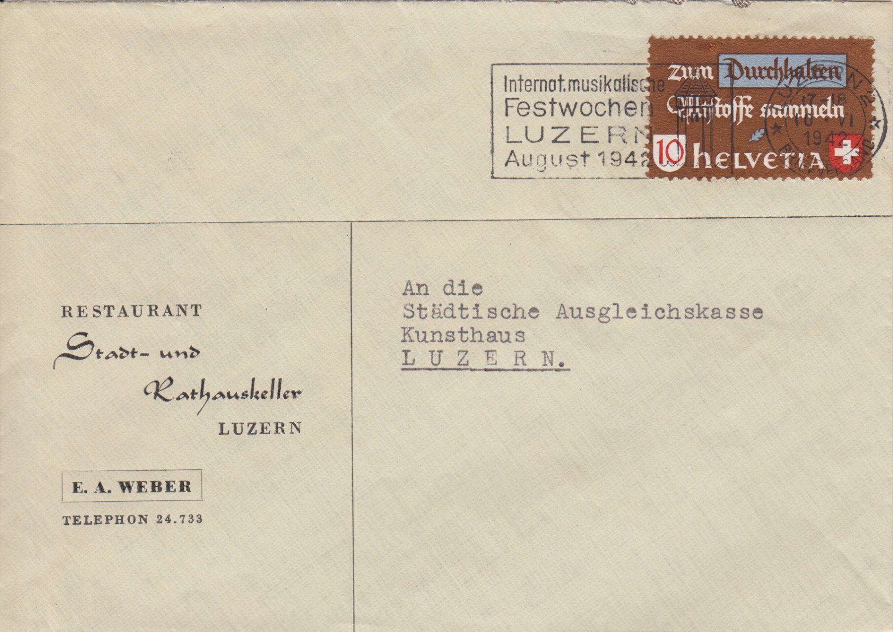 Tutti i francobolli: Brief 1942: Altstoffe mit 254.Ab. - Kat. 250.-- – Usato da Eschlikon TG venduto da PhilCon