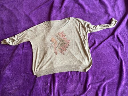 Pull gris  M motif indien