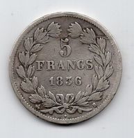 (373) Frankreich, 5 Franc, 1836, hübsch, Silber