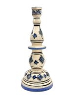 Pied de lampe bougeoir en céramique bleue SAFI, Maroc 1960