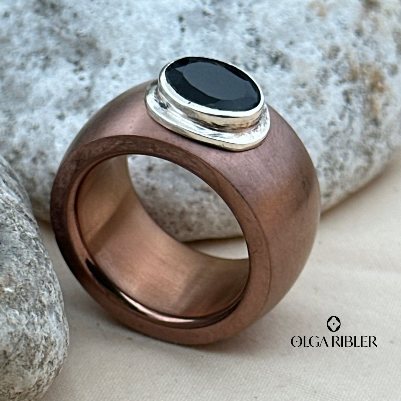 Olga Ribler Bagues: Edelstahl Statement  Ring mit Onyx Grösse 60 – Neuf (Voir description) à Luzern par Schmuckoutlet 6