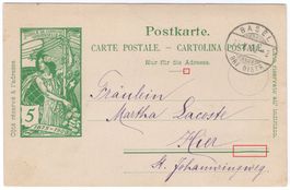 5 Rp. UPU Postkarte im Ortsverkehr von BASEL