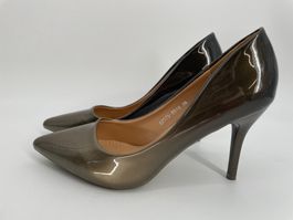 Elegante Lack Pumps, High Hells Gr. 38 olive von Cink-Me