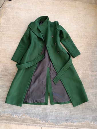MANTEAU MANGO LAINE VERT BOUTEILLE XXS