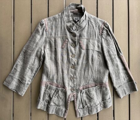 Nile Leinen Jacke mit Stehkragen, Gr. S, braun