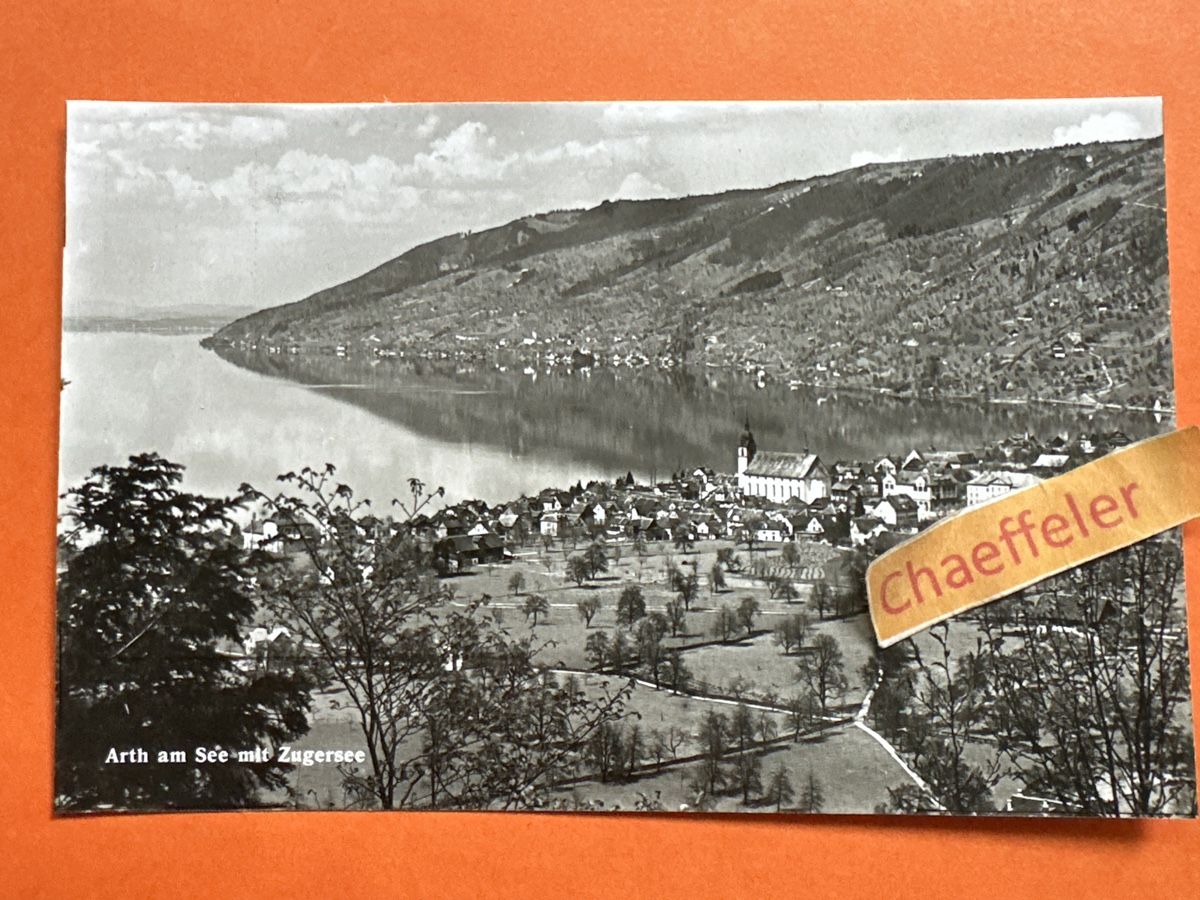 Cartoline postali: Arth am See mit Zugersee – Usato da Zürich venduto da Chaeffeler