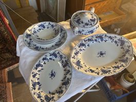 Geschirr Set Royal Meissen Blumenmuster blau 6 Teile