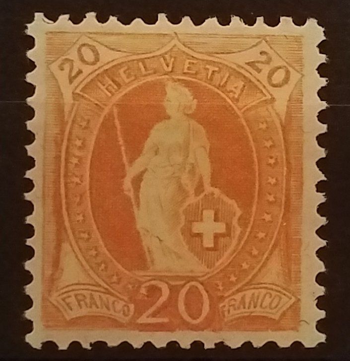 2927E) 94A, Stehende Helvetia mit Falz Kt. 5.- (Neu (gemäss ...