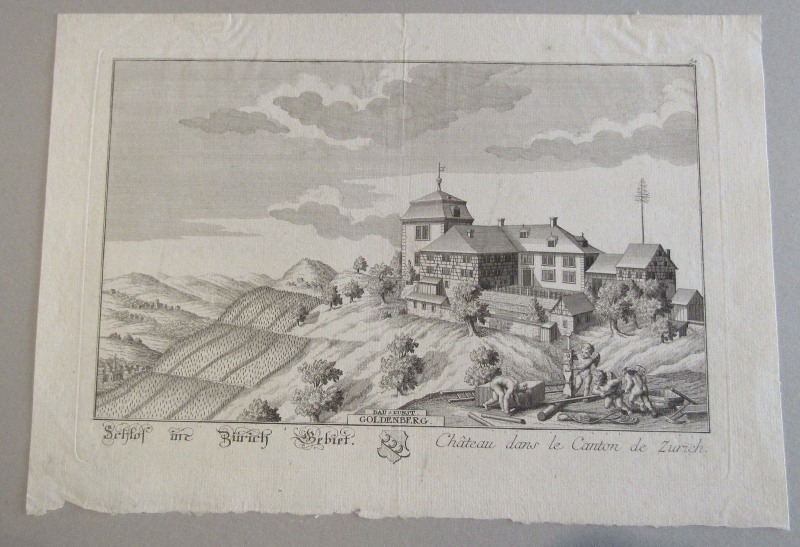 Incisioni: Goldenberg Schloss Kupferstich Herrliberger – Usato da Rafz venduto da Helvet32