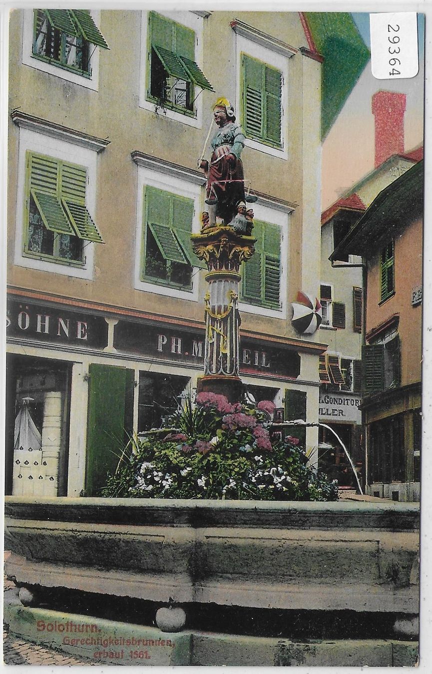 Ansichtskarten: Solothurn - Gerechtigkeitsbrunnen – Gebraucht aus Ettingen von Kartenplanet