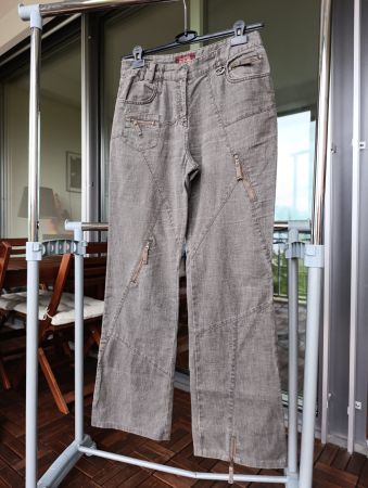 Damen Leinen Jeans, Gr 28