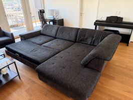 Moderne Ecksofa, Dunkelgrau, mit Bettfunktion, Top Zustand