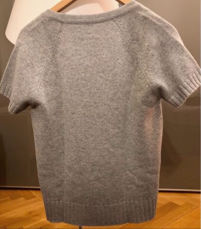 Pull Hermès cachemire gris manches courtes taille 38