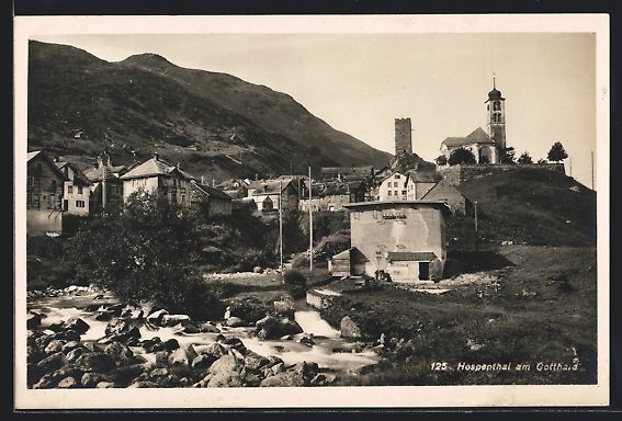 Ansichtskarten: Hospenthal am Gotthard, Ortsansicht mit  – Gebraucht aus Berlin von bartko-reher