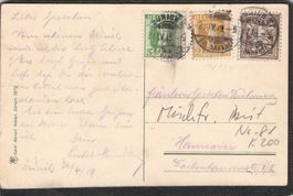 #Mischfrankatur Nr.81 , K200 , AK Briefmarkensprache, 1908