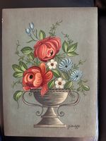 Antike Schatulle mit Blumenmalerei Gemälde