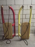 2 Schlitten Slittino Holz Metall