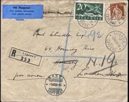 Schweiz R Luftpost Brief Lugano London 1930 Basel