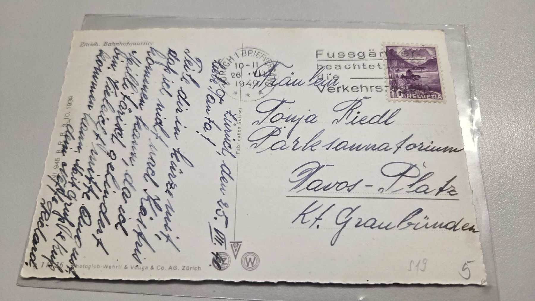 Ansichtskarten: 1940 Ansichtskarte Zürich Bahnhofquartier – Gebraucht aus Arni AG von Moth68 1