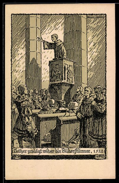 Cancelleria postale: Martin Luther bei einer Predigt gegen di – Usato da Berlin venduto da bartko-reher