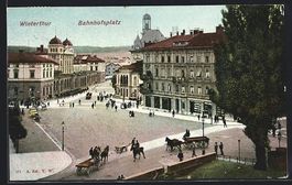 Winterthur, Bahnhofplatz aus der Vogelsc