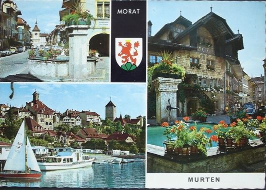 Cartoline postali: 2x AK MURTEN Schiff, Segelschiff, Auto – Usato da Jona venduto da philajona