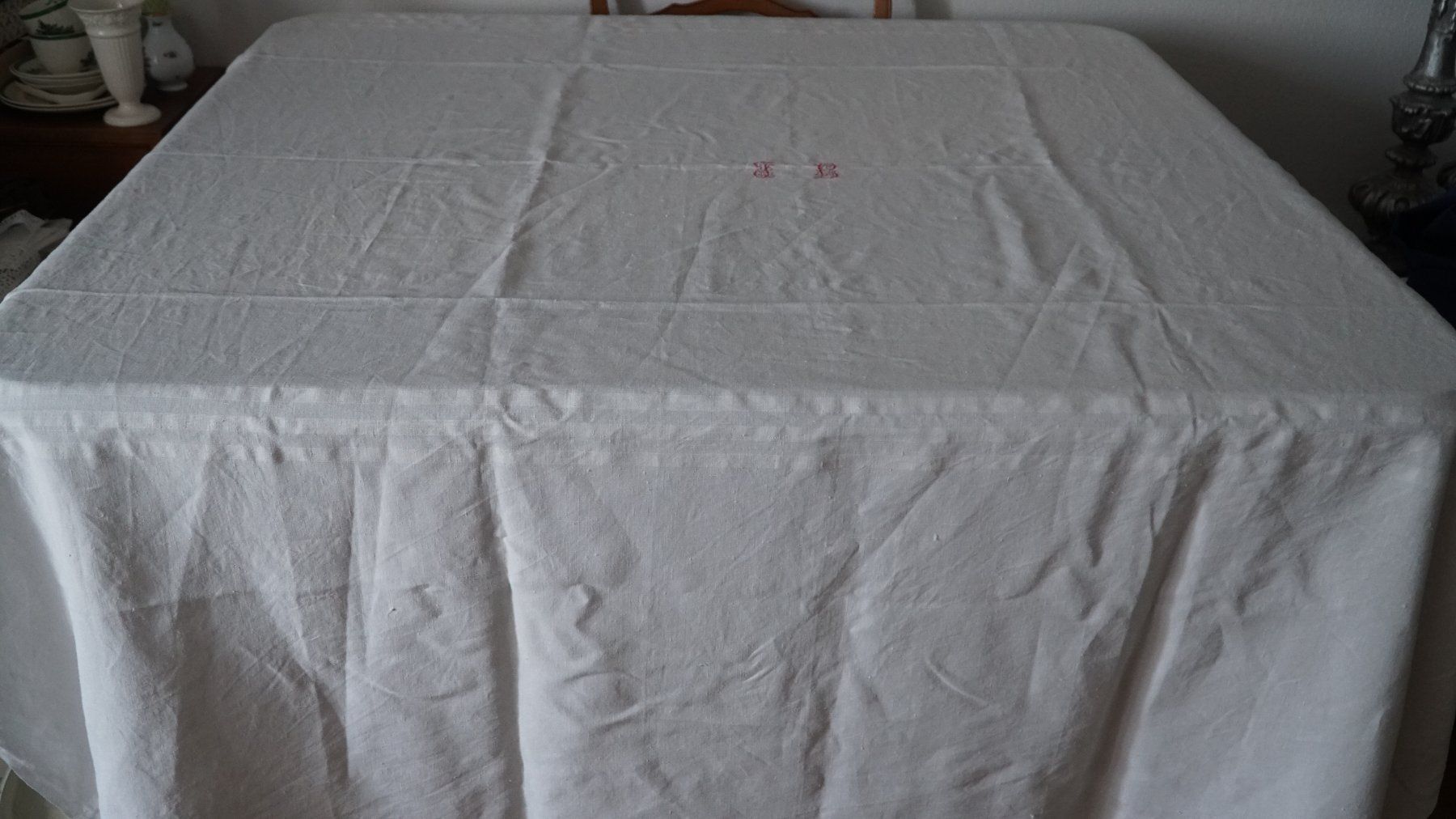 Altra biancheria da tavola: Leinen Tischdecke Monogram TL / 212x166cm – Usato da Bern venduto da Antikbatik