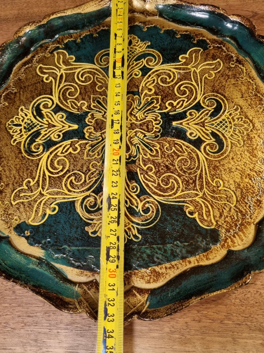 Piatti di portata: Vintage Florentiner Tablett grün-gold – Usato da Scharnachtal venduto da devin03 3