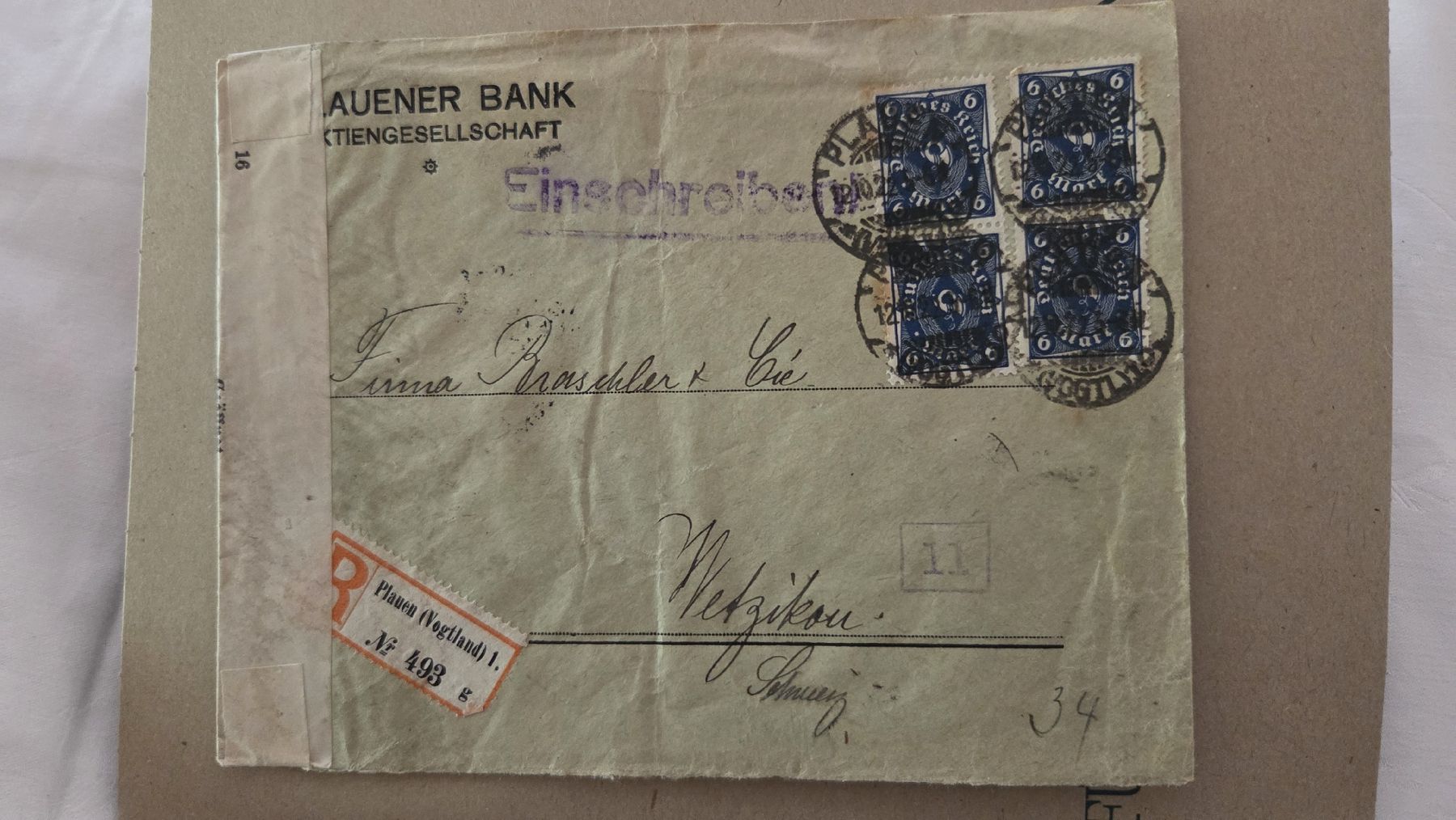 Tutti i francobolli: 1922 Brief  Deutsches Reich – Usato da Arni AG venduto da Moth68