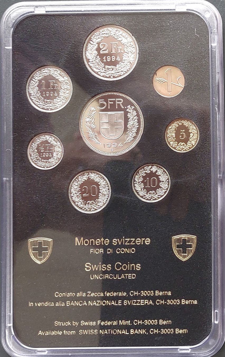 Alle Münzen: Münzsatz Schweiz 1994 stgl. – Neu (gemäss Beschreibung) aus Arch von coinsandmore