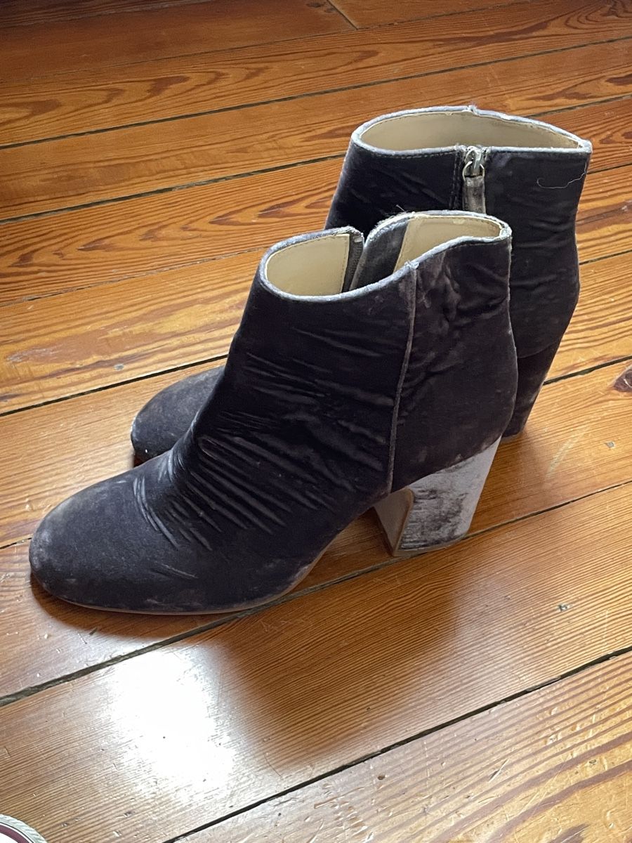Zara Scarpe da donna: Stivaletti in velluto grigio blu – Usato da Zürich venduto da VFC161 3