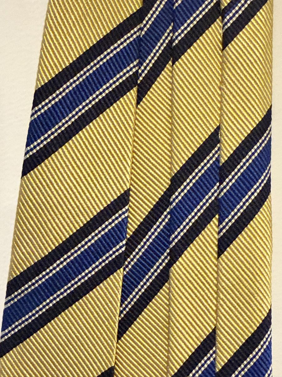 Cravatte: Cravatta Malo in seta e cotone a righe colore giallo blu – Usato da Lugano venduto da can_xdd8 6