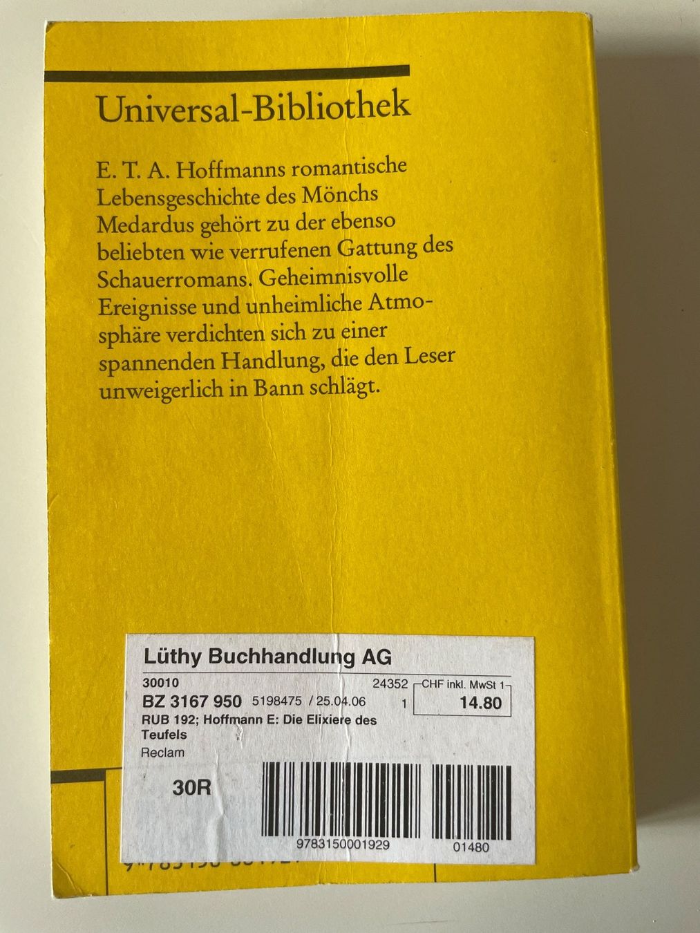 Livres: E.T.A. Hoffmann Die Elixiere des Teufels – D'occasion à Kappelen par Waloga 1