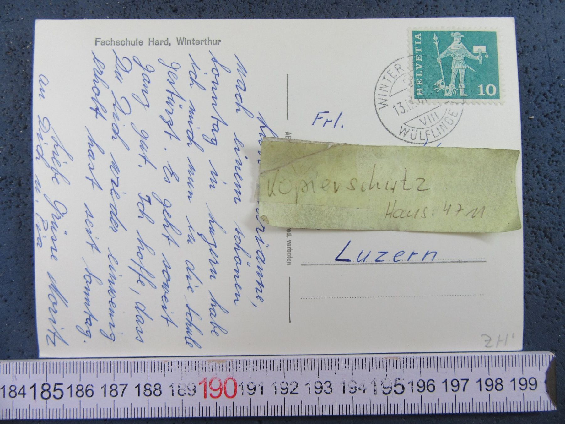 Cartoline postali: WINTERTHUR 1961 FACHSCHULE HARD – Usato da Ettingen venduto da Hausi4711 1