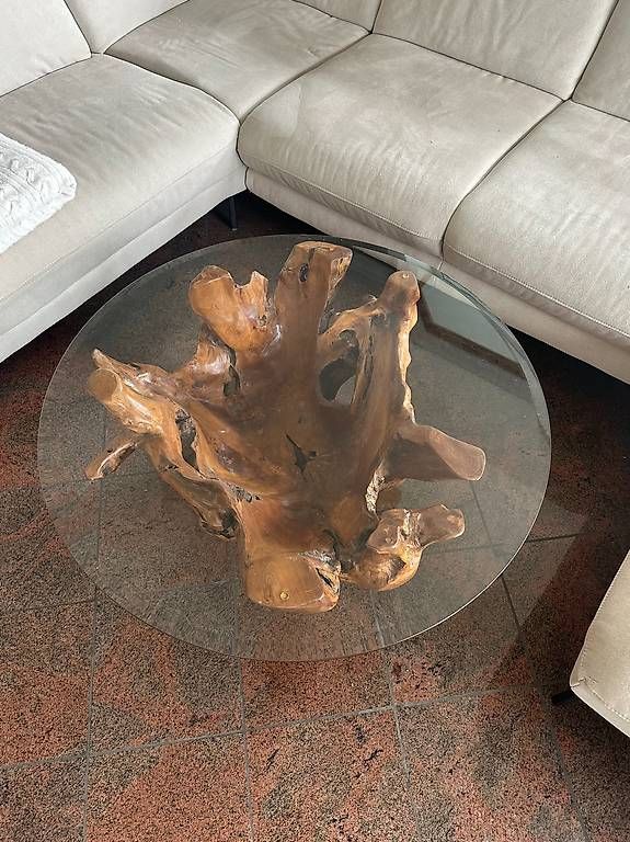 Tavoli: Salontisch / Glastisch aus Wurzel 90cm Diameter – Usato da Meilen venduto da ravingmelanzane 2