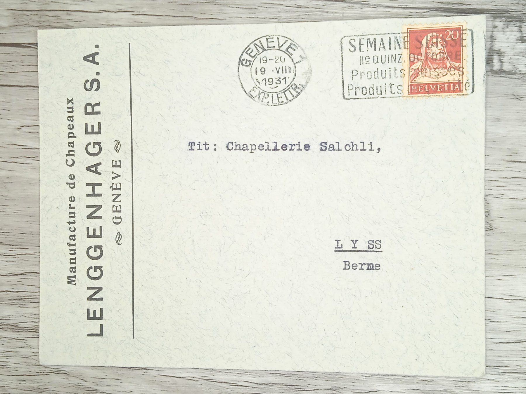 Tutti i francobolli: TR20 Enveloppe + Timbre Suisse 1931 – Usato da Cousset venduto da Patrick_Collections