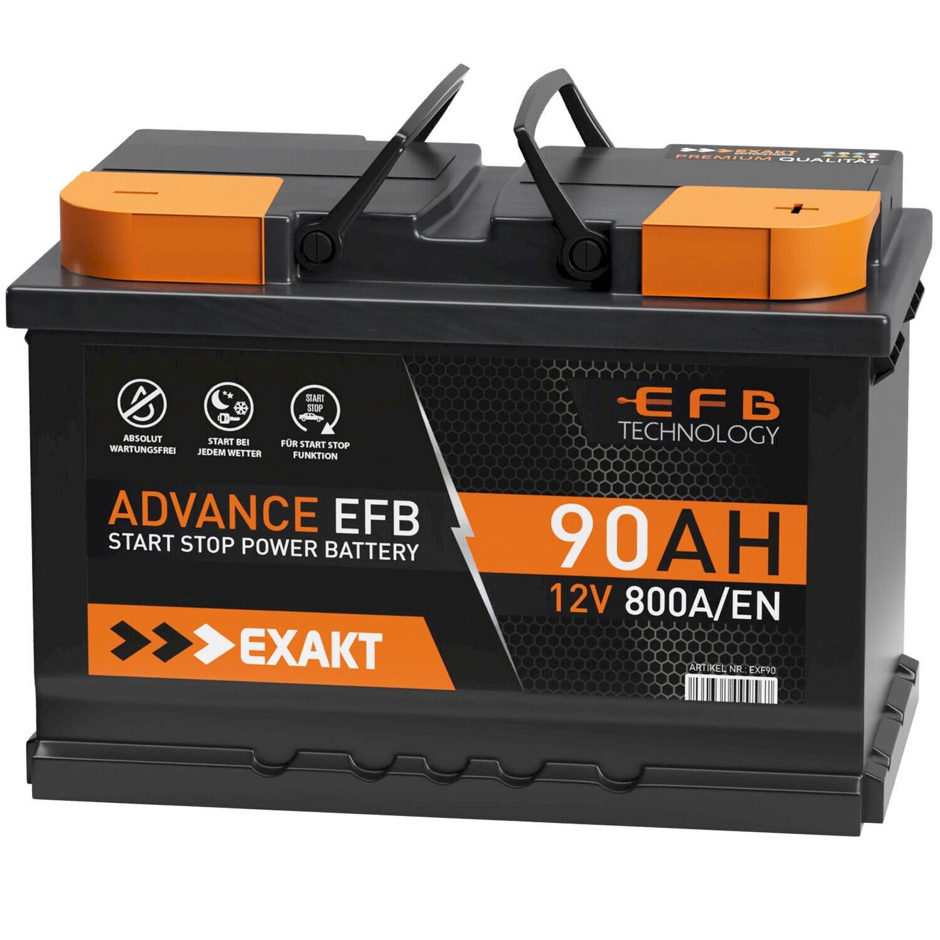 Batterie: EXAKT EFB Autobatterie 90Ah 12V – Nuovo e nell'imballaggio originale da Bottighofen venduto da zaap 1