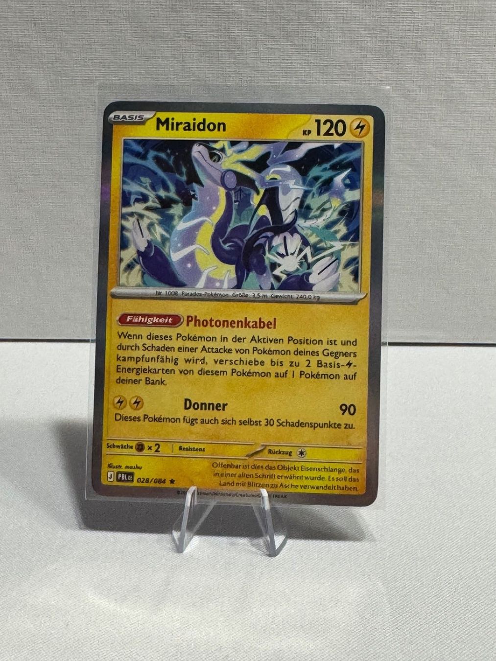 Pokémon Sammelbilder & Trading cards: Miraidon - Dunkelnacht PBL DE 028 – Gebraucht aus Schachen LU von danb86