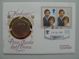 1981, Numisbrief Hochzeit Charles & Diana mit Gedenkmedaille