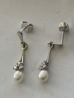 Elegante Ohrringe Weissgold/Diamanten /perlen 750 er