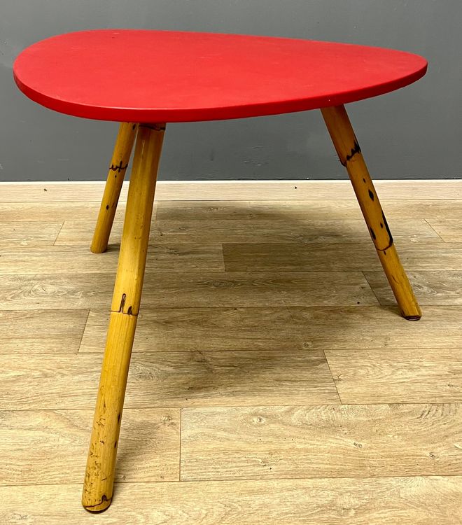 60/70er Couchtisch Nierentisch Vinyl Bambus Rot Kaufen auf Ricardo