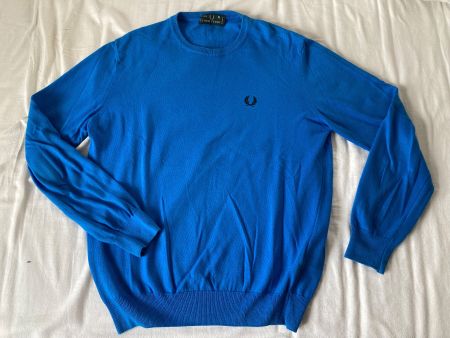 Hellblauer Fred Perry Longsleeve Pullover (Gr. M, Baumwolle)