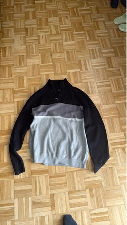 Pullover mit Reißverschluss schwarz grau Grösse M