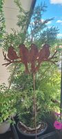 Gartenstecker Vögel auf Ast Rost Optik  Deko