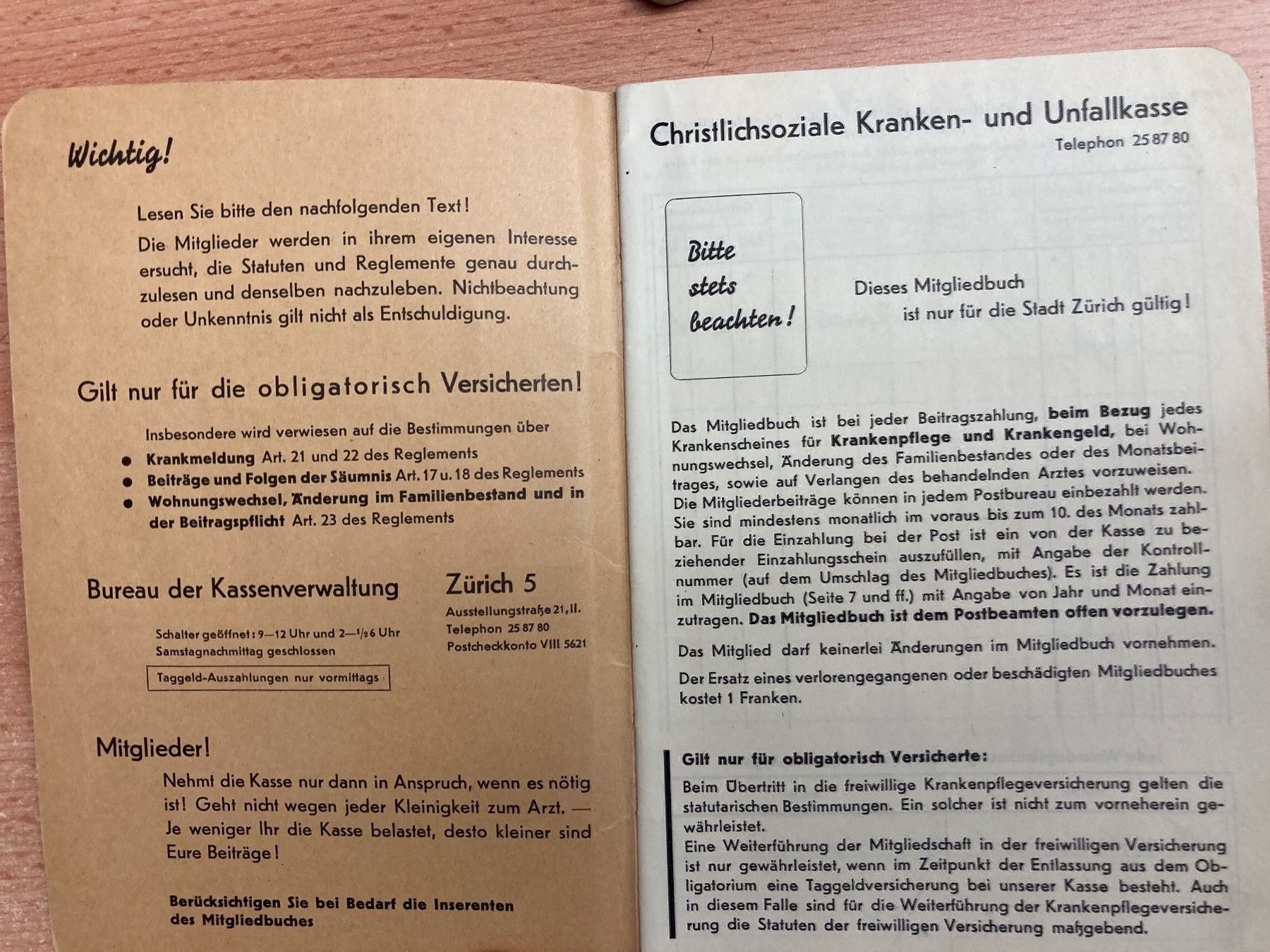 Documenti: Mitgliedsbuch – Usato da Zürich venduto da Chaeffeler 1